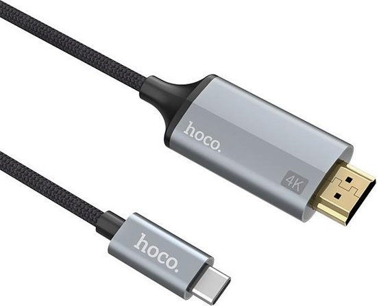Hoco Thunderbolt 3 USB-C naar 4K HDMI Video Kabel 1.8 Meter Grijs afbeelding 2