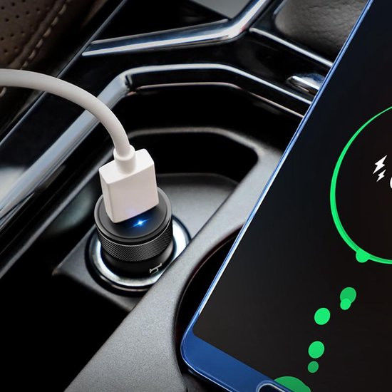 HocoFlash USB Fast Charge Autolader Zwart afbeelding 9