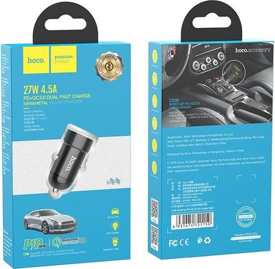 HocoSpeed Mini Auto Snellader Dubbele Poort USB + USB- 4.5A afbeelding 5