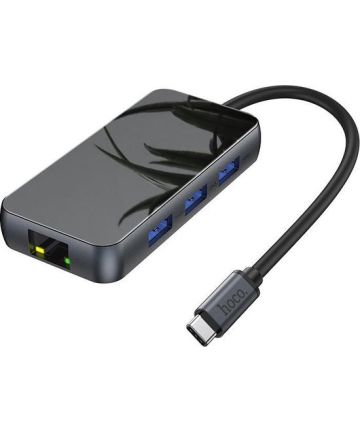 Hoco Easy Universele 6-in-1 USB-C Adapter / USB-HDMI-RJ45 Zwart Kabels