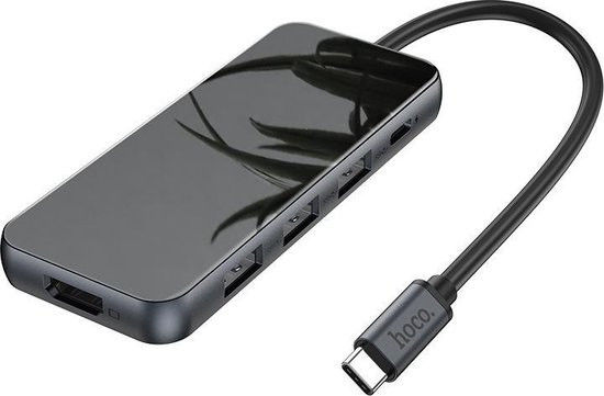 Hoco Easy Universele 5-in-1 USB-C Adapter / 3x USB / HDMI Zwart afbeelding 1