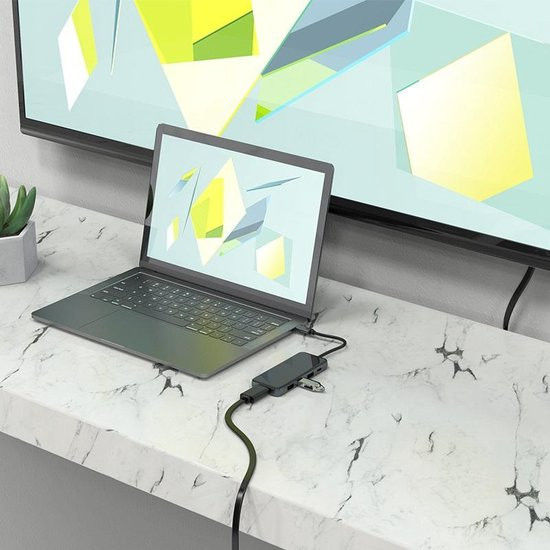 Hoco Easy Universele 5-in-1 USB-C Adapter / 3x USB / HDMI Zwart afbeelding 3
