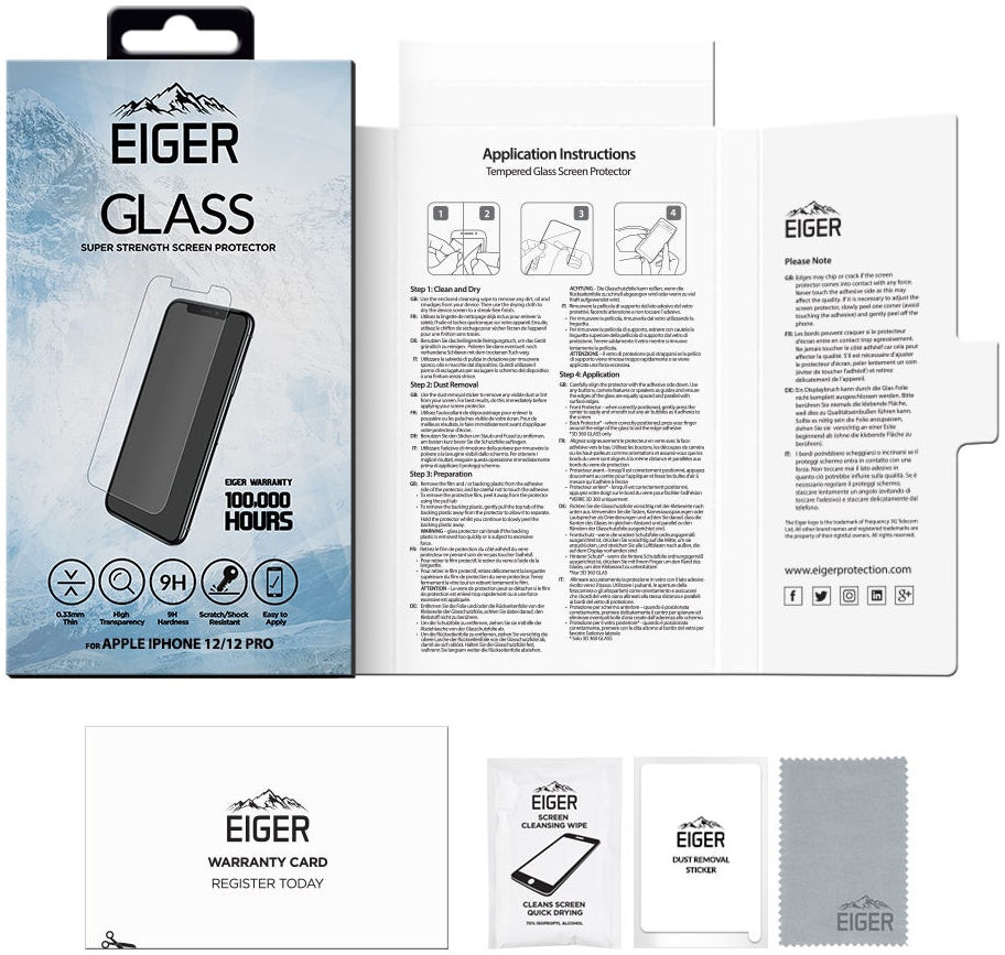 Eiger Apple iPhone 12 / 12 Pro Tempered Glass Case Friendly Plat afbeelding 5