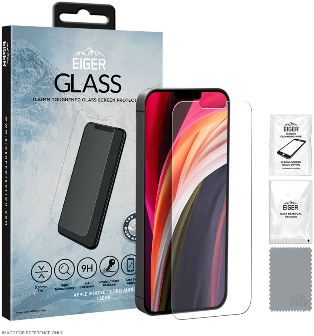 Eiger iPhone 12 Pro Max Tempered Glass Case Friendly Protector Plat afbeelding 1