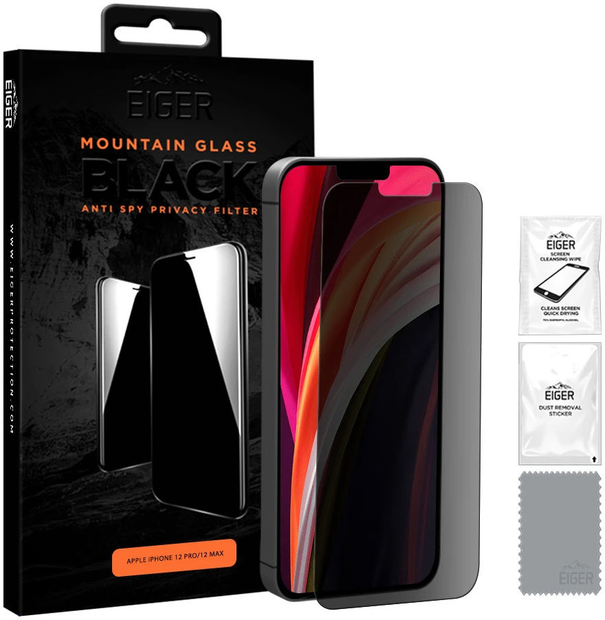 Eiger iPhone 12 / 12 Pro Privacy Glass Case Friendly Screen Protector afbeelding 4