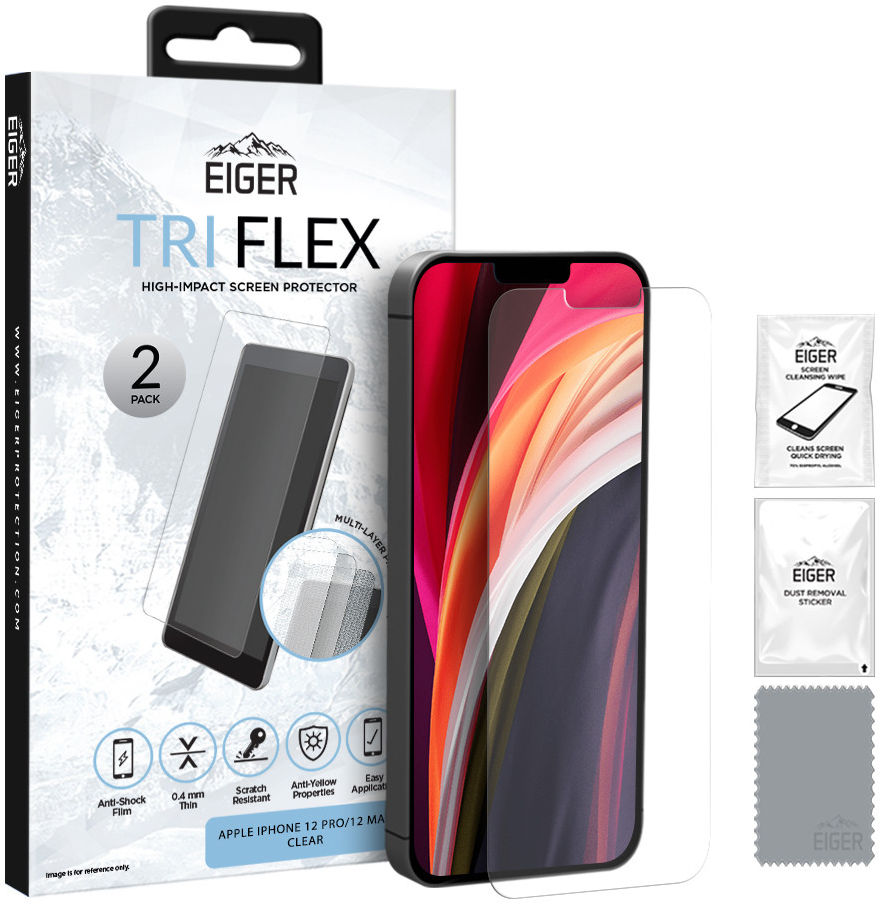 Eiger Apple iPhone 12 / 12 Pro Display Folie Screen Protector [2-Pack] afbeelding 1