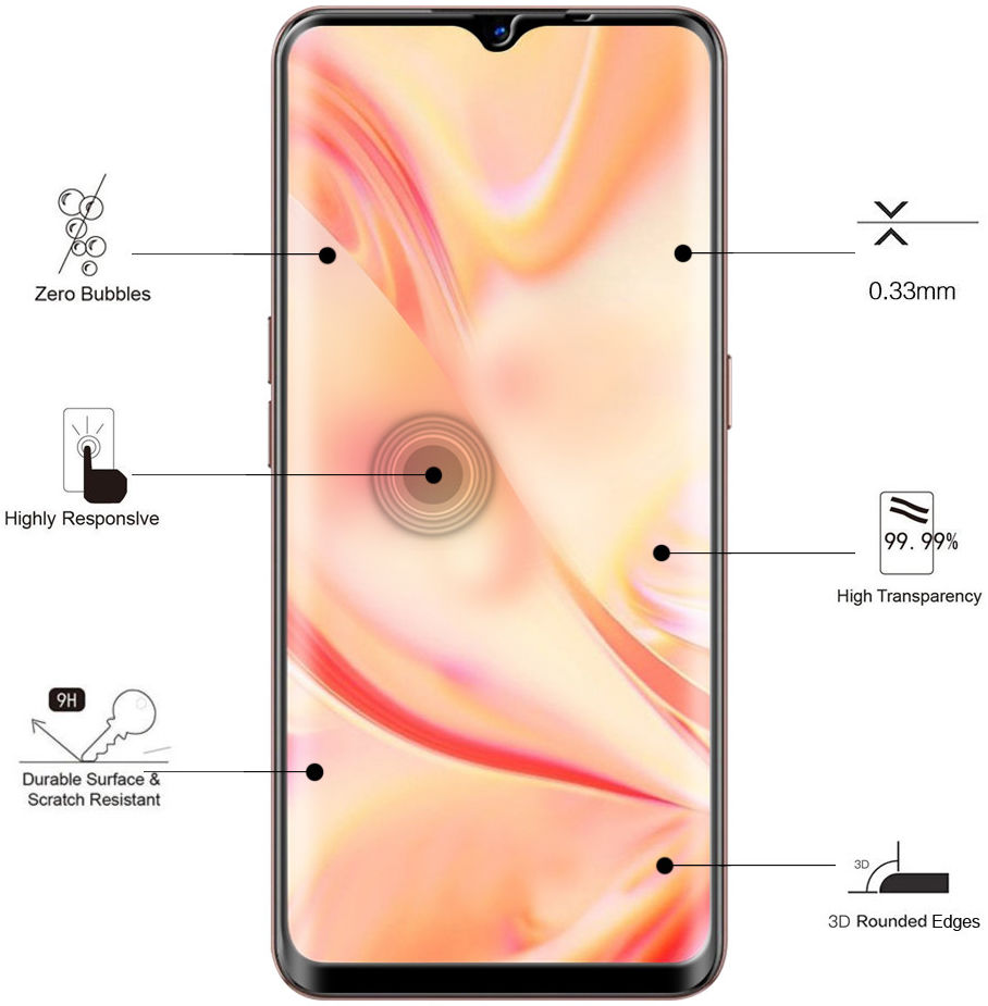 Eiger Oppo Find X2 Lite Tempered Glass Case Friendly Protector Gebogen afbeelding 4
