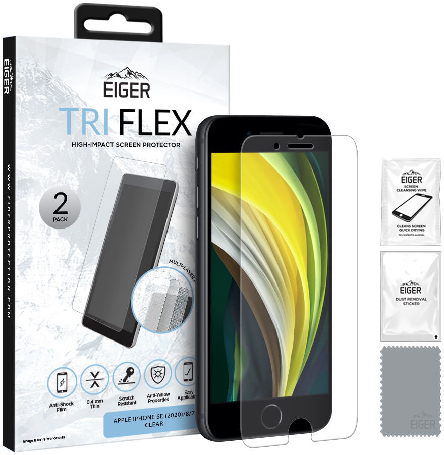 Eiger Tri Flex Folie iPhone SE 2020 / 2022 / 8 / 7 Screen Protector afbeelding 1