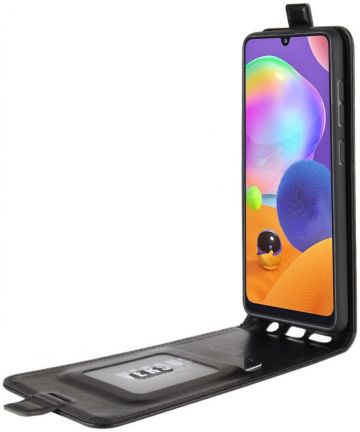 Samsung Galaxy A31 Hoesje Verticale Flip Portemonnee Book Case Zwart Hoesjes