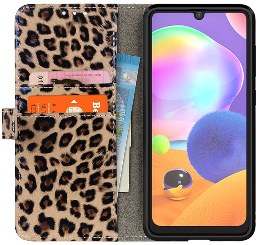 Samsung Galaxy A31 Hoesje Portemonnee Book Case met Luipaard Print afbeelding 2