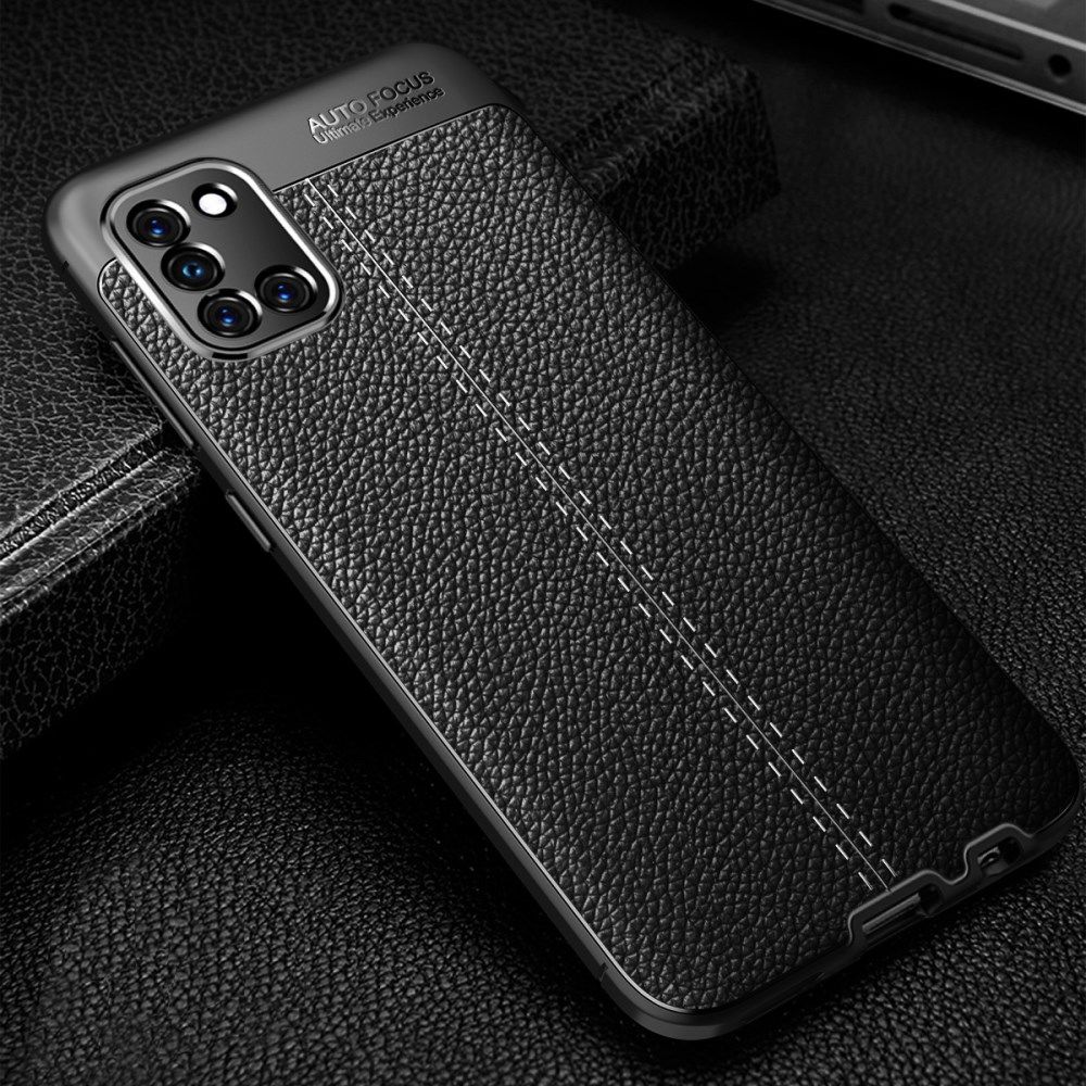 Samsung Galaxy A31 Litchi Hoesje TPU met Kunstlederen Textuur Zwart afbeelding 2