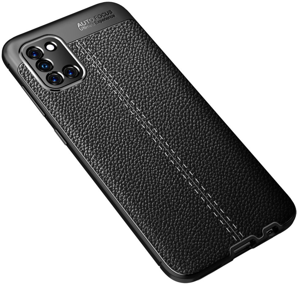 Samsung Galaxy A31 Litchi Hoesje TPU met Kunstlederen Textuur Zwart afbeelding 3