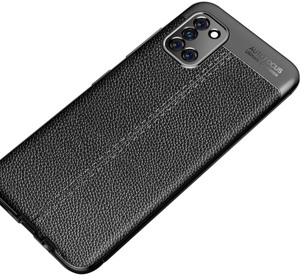 Samsung Galaxy A31 Litchi Hoesje TPU met Kunstlederen Textuur Zwart afbeelding 4
