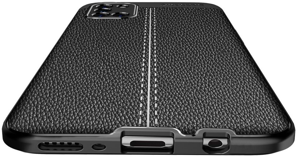Samsung Galaxy A31 Litchi Hoesje TPU met Kunstlederen Textuur Zwart afbeelding 9