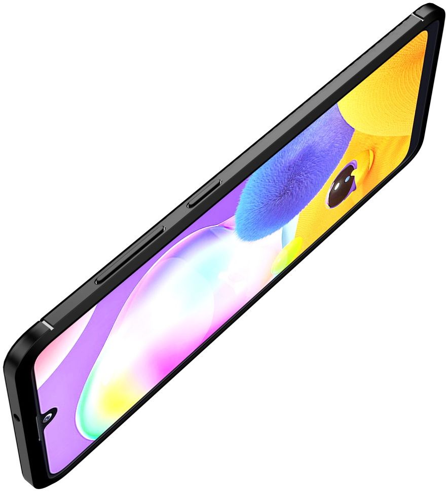 Samsung Galaxy A31 Hoesje Siliconen Carbon TPU Back Cover Zwart afbeelding 13