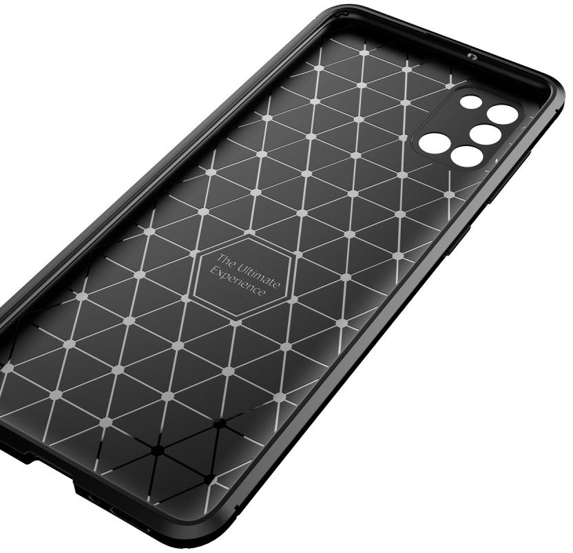 Samsung Galaxy A31 Hoesje Siliconen Carbon TPU Back Cover Zwart afbeelding 14