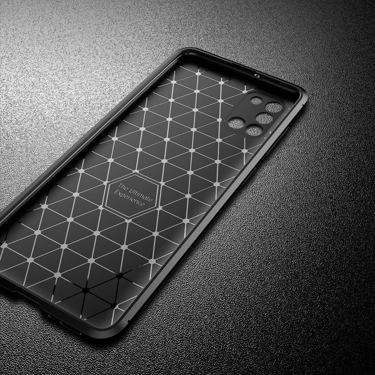 Samsung Galaxy A31 Hoesje Siliconen Carbon TPU Back Cover Zwart afbeelding 8