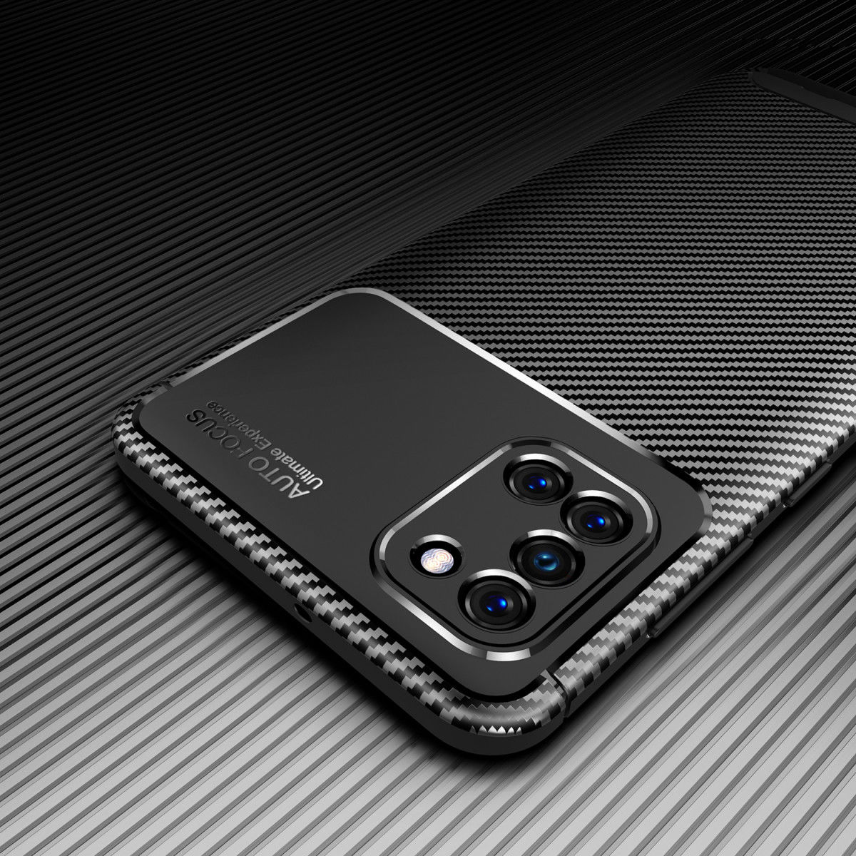 Samsung Galaxy A31 Hoesje Siliconen Carbon TPU Back Cover Zwart afbeelding 9