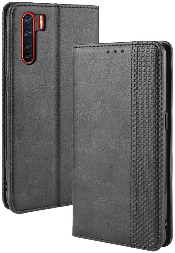 OPPO A91 Vintage Portemonnee Hoesje Zwart afbeelding 3