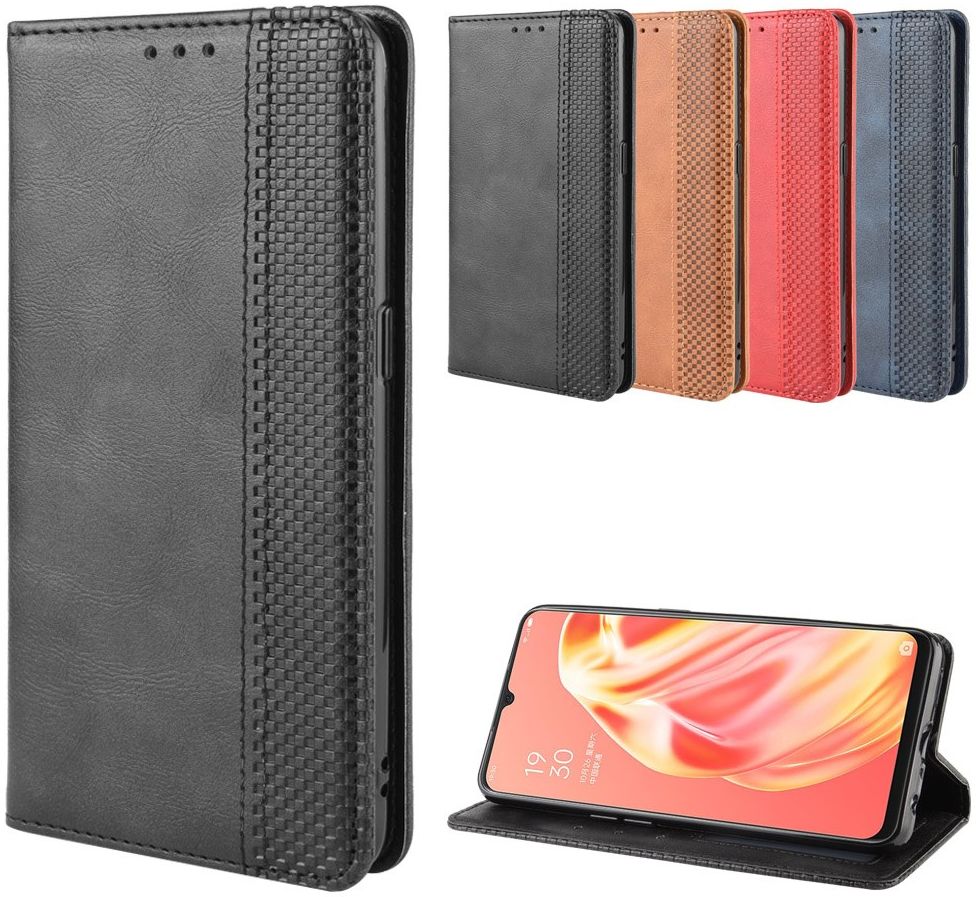 OPPO A91 Vintage Portemonnee Hoesje Zwart afbeelding 8