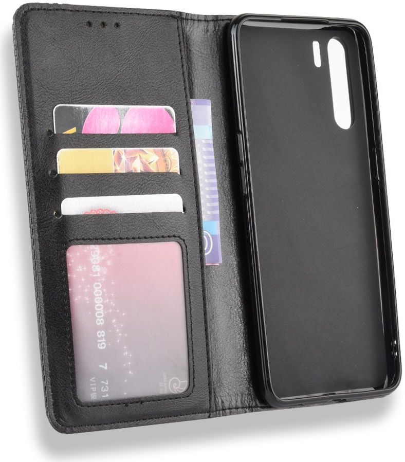 OPPO A91 Vintage Portemonnee Hoesje Zwart afbeelding 9