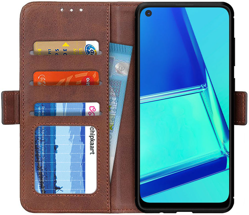 OPPO A52 / A72 Hoesje Portemonnee Kunstleer Book Case Coffee afbeelding 1