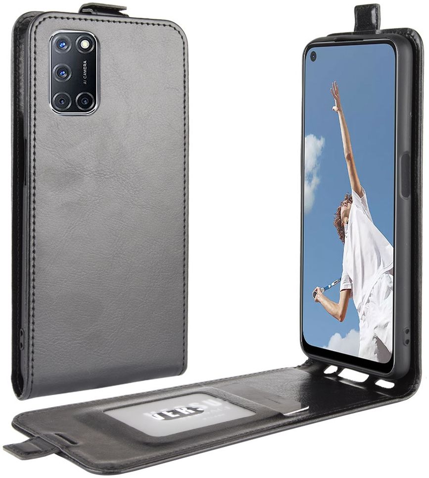 Oppo A52/A72 Flip Hoesje Verticaal Zwart afbeelding 4