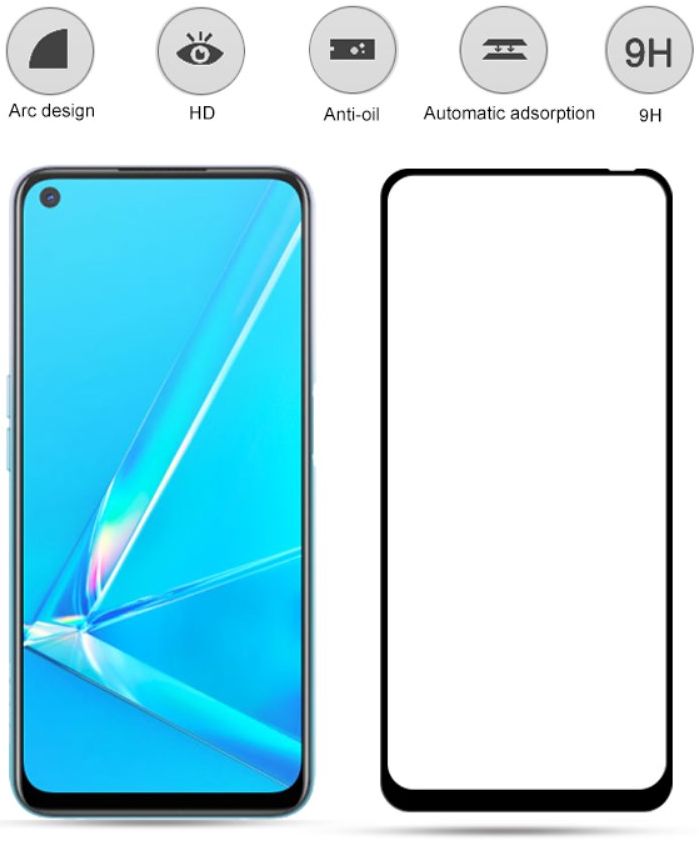 Oppo A52/A72 Volledig Dekkende Tempered Glass Screen Protector afbeelding 2