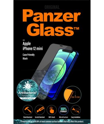 PanzerGlass Apple iPhone 12 Mini Screenprotector Antibacterieel Zwart Screen Protectors