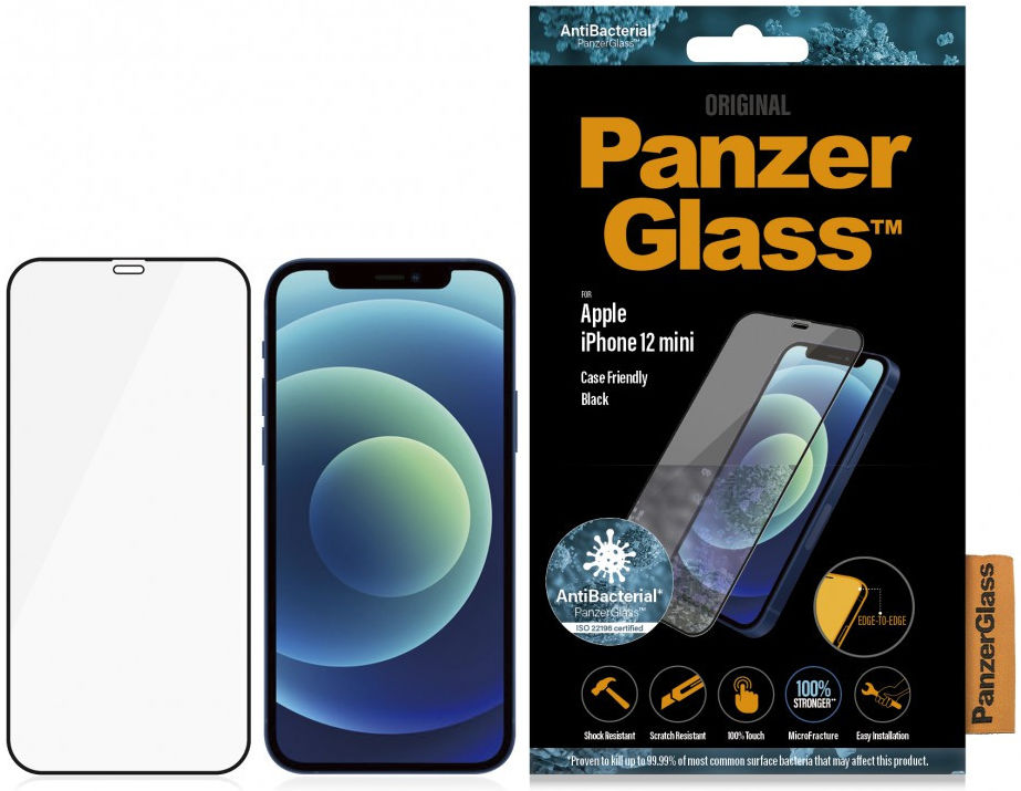 PanzerGlass Apple iPhone 12 Mini  Screenprotector Antibacterieel Zwart afbeelding 3