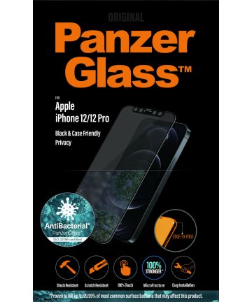 PanzerGlass Apple iPhone 12/12 Pro Privacy Glass Screenprotector Zwart Screen Protectors