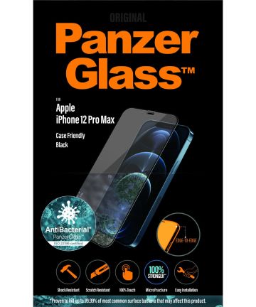 PanzerGlass iPhone 12 Pro Max Case Friendly Screenprotector Zwart Screen Protectors