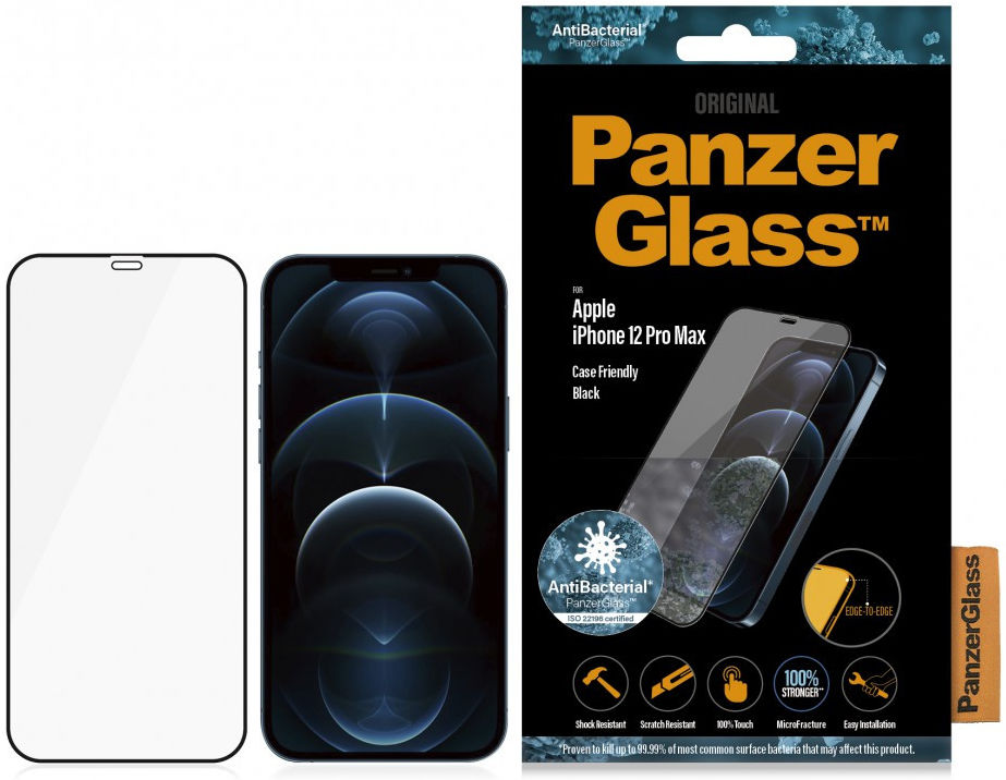 PanzerGlass iPhone 12 Pro Max Case Friendly Screenprotector Zwart afbeelding 10