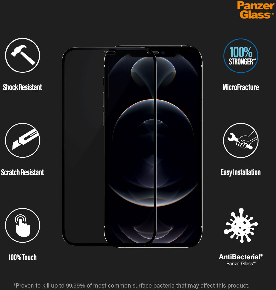 PanzerGlass iPhone 12 Pro Max Case Friendly Screenprotector Zwart afbeelding 8