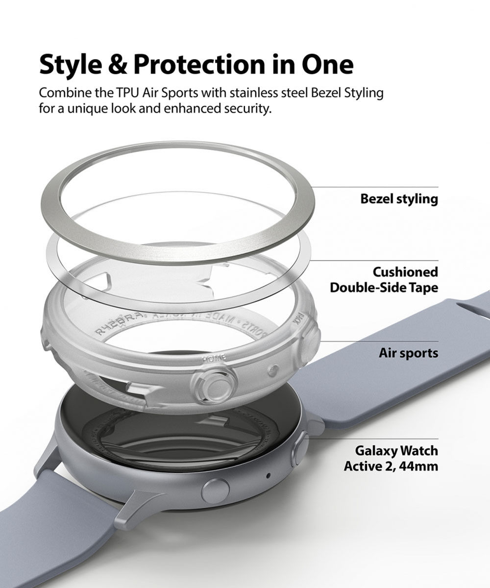 Ringke Air Sports Bezel Styling Watch Active 2 44MM Combo Pack Clear afbeelding 7