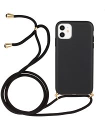 Apple iPhone 11 Hoesje Back Cover Flexibel TPU met Koord Zwart