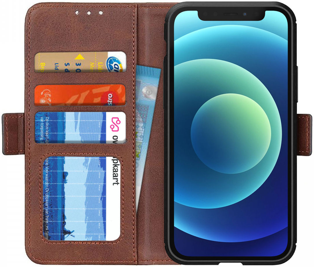Apple iPhone 12 Mini Hoesje Portemonnee Book Case Coffee afbeelding 1