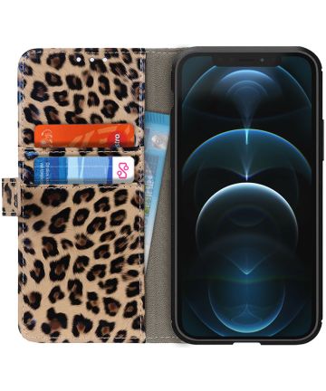 Apple iPhone 12 Pro Max Hoesje Wallet Book Case met Panter Print Hoesjes