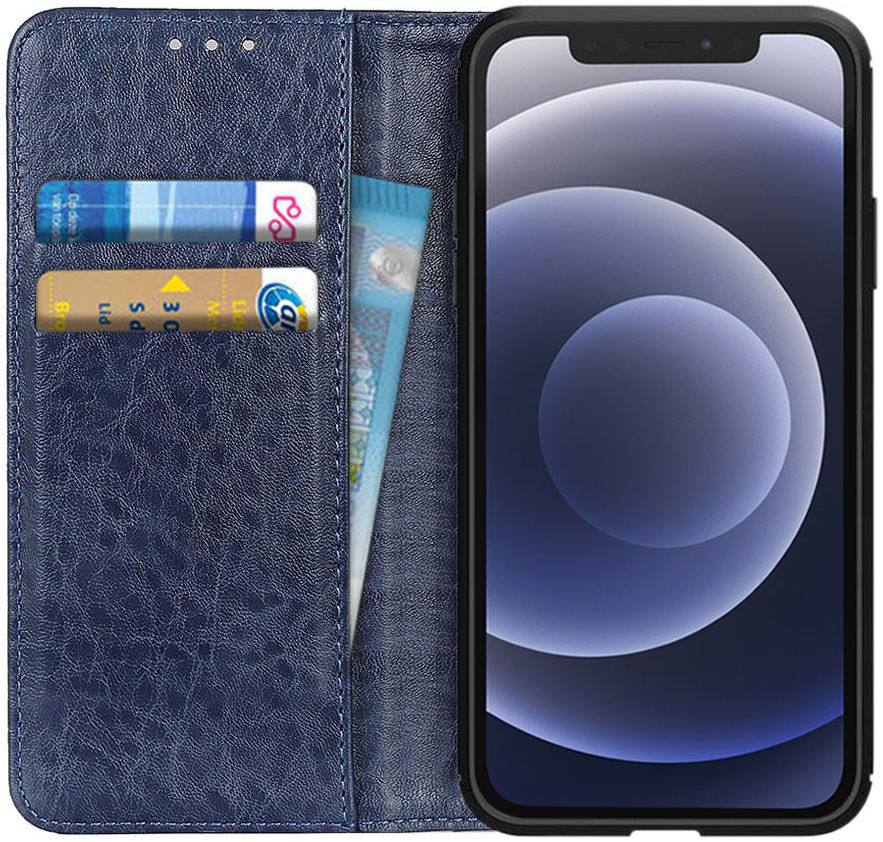 Apple iPhone 12 / 12 Pro Hoesje Portemonnee Splitleer Blauw afbeelding 1