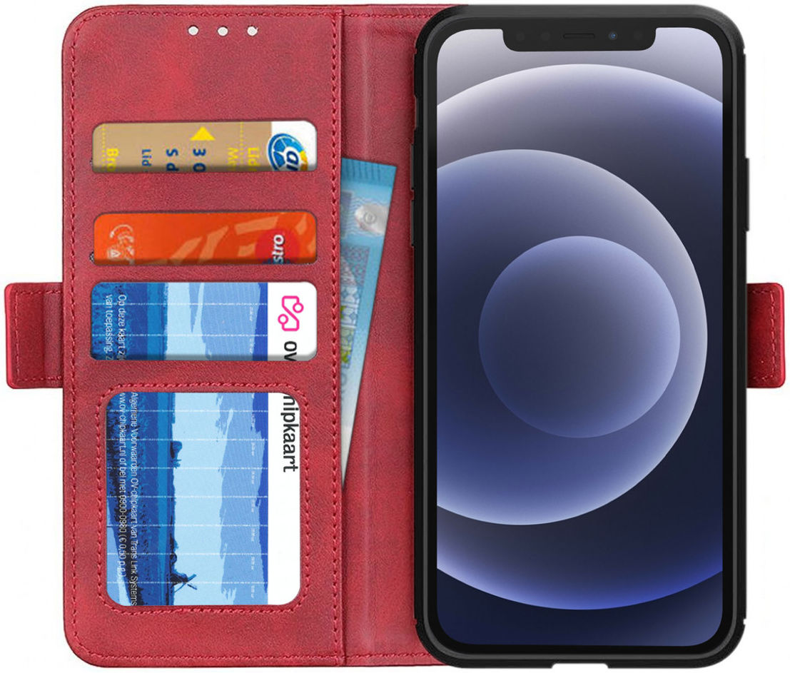 Apple iPhone 12 / 12 Pro Hoesje Portemonnee Book Case Rood afbeelding 1