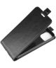 Apple iPhone 12 / 12 Pro Hoesje Verticale Flip Case Kunstleer Zwart