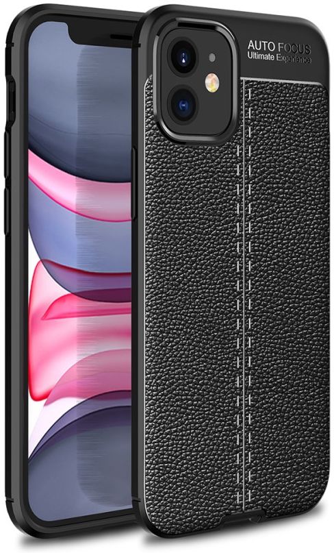 Apple iPhone 12 Mini Hoesje TPU met Kunstleren Coating Zwart afbeelding 1