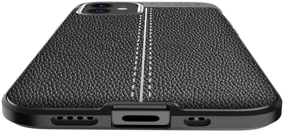 Apple iPhone 12 Mini Hoesje TPU met Kunstleren Coating Zwart afbeelding 5