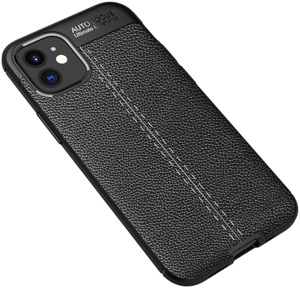 Apple iPhone 12 Mini Hoesje TPU met Kunstleren Coating Zwart afbeelding 7