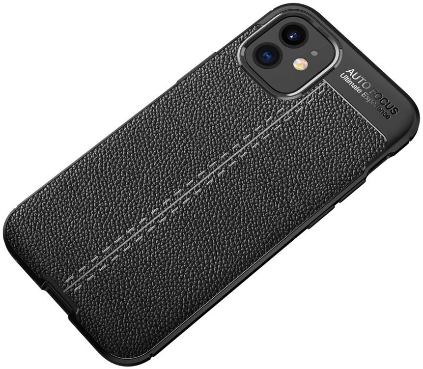 Apple iPhone 12 Mini Hoesje TPU met Kunstleren Coating Zwart afbeelding 6