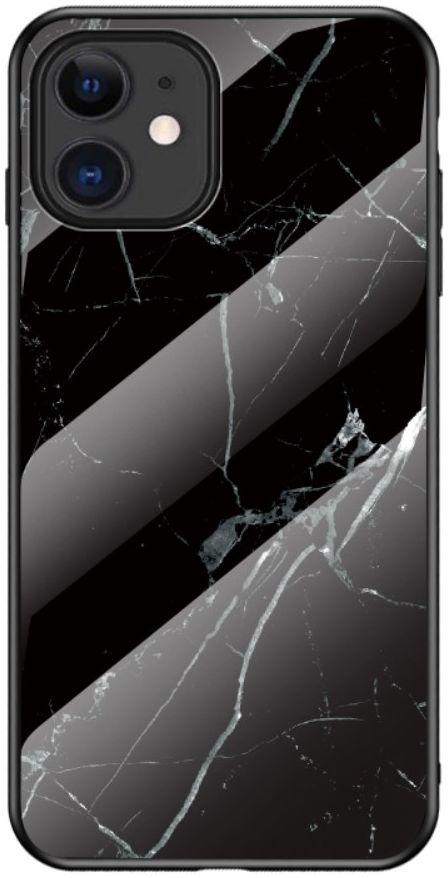 Apple iPhone 12 Mini Hoesje Hybride Back Cover Zwart Marmer afbeelding 1