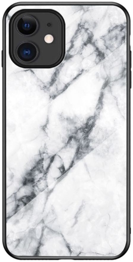 Apple iPhone 12 Mini Hoesje Hybride Back Cover Wit Marmer afbeelding 1