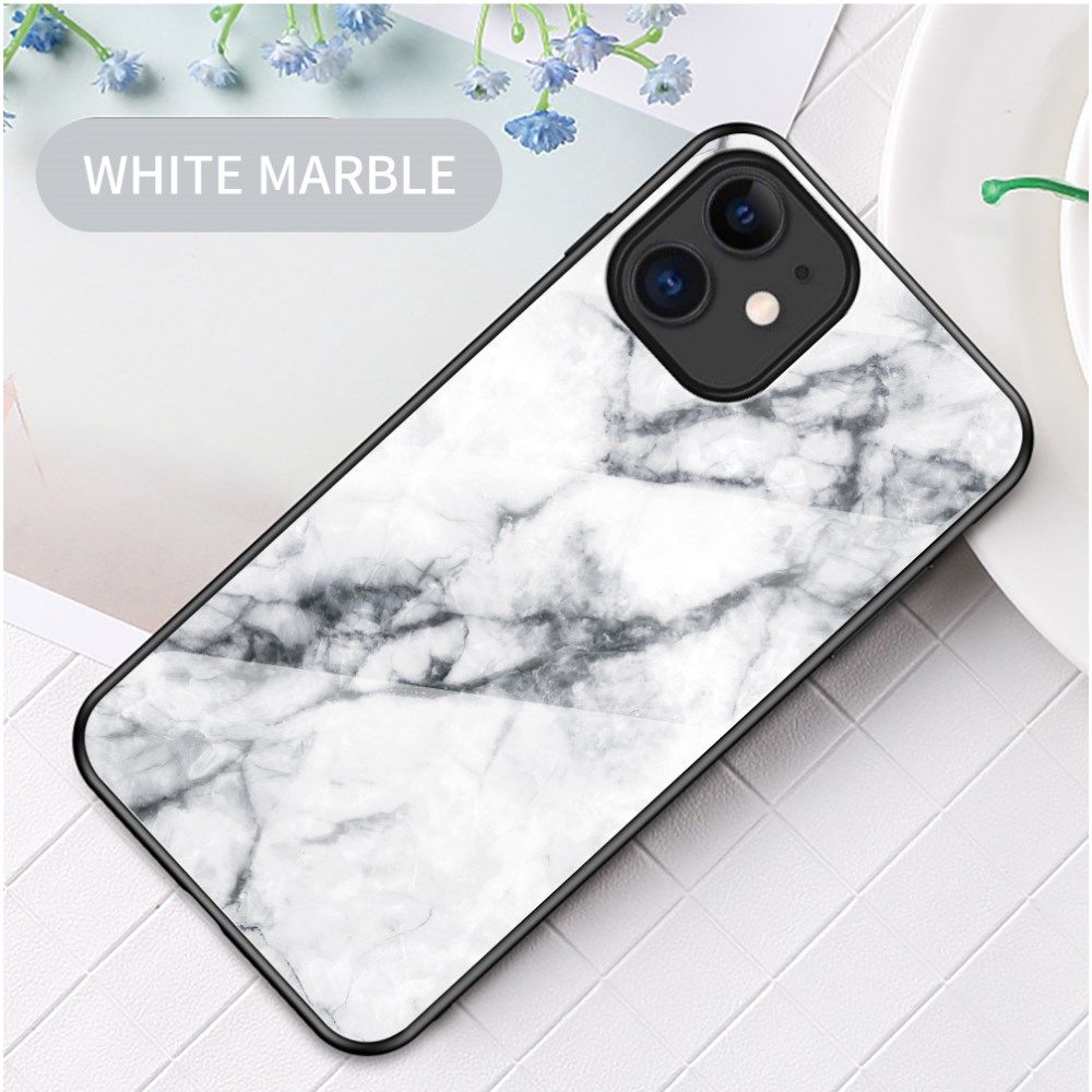Apple iPhone 12 Mini Hoesje Hybride Back Cover Wit Marmer afbeelding 2