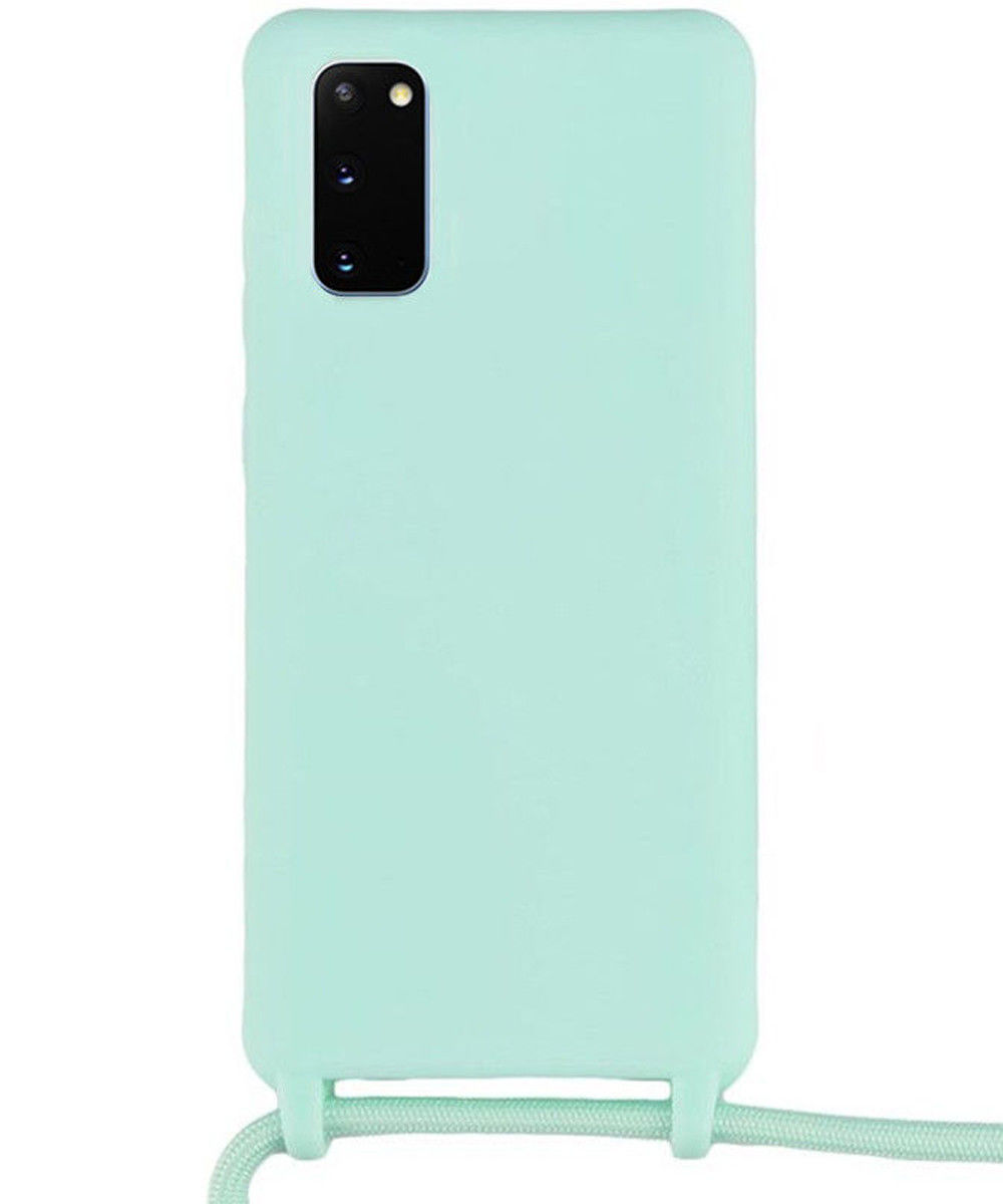 Samsung Galaxy S20 Hoesje Back Cover Flexibel TPU met Koord Mint Groen afbeelding 2