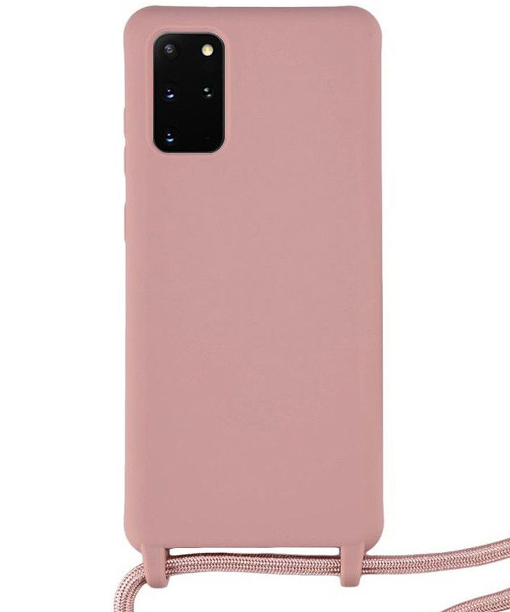 Samsung Galaxy S20 Plus Hoesje Back Cover Flexibel TPU met Koord Roze afbeelding 2